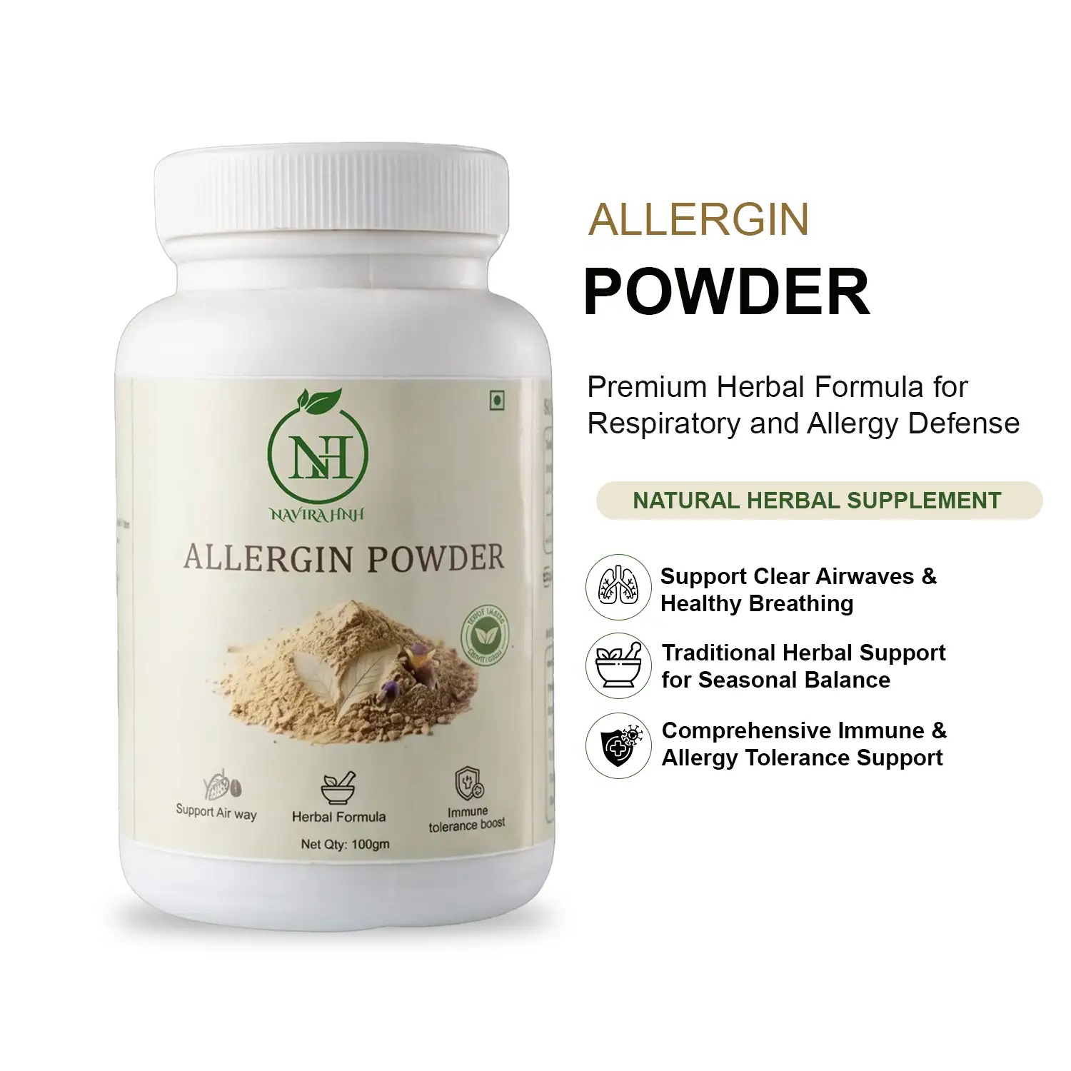 Allergin Powder | Ayurvedic Herbal Powder for Seasonal Sensitivity Support | Easy-to-Mix Formula